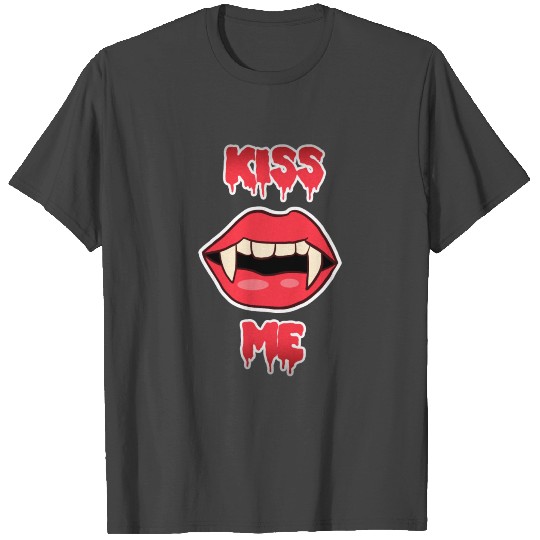 Sexy Kiss Me Halloween vampire lips T Shirts