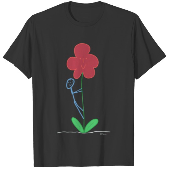 Flower Stickfigure man family help funny woman T Shirts