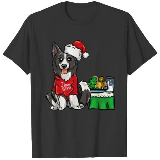 Border Collie Dog Christmas I Love Santa Gift T Shirts