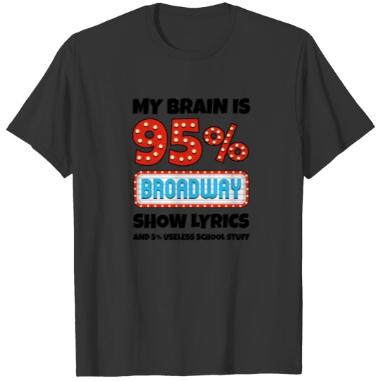 My Brain Is 95% Broadway Lyrics Funny Gift T-shirt