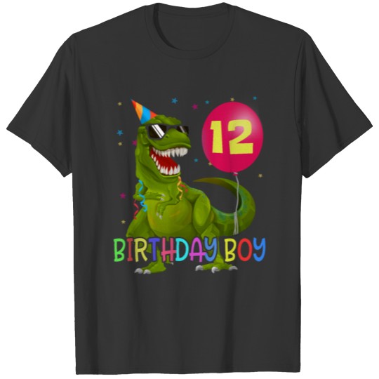 12 year old Boy Gift T-Rex Dino Boy 12th birthday T Shirts