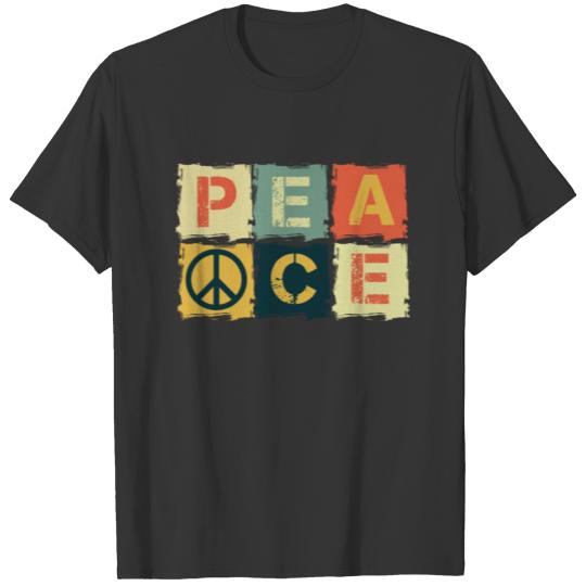 Peace| Six Colorful Squares| Letters and Symbol T-shirt