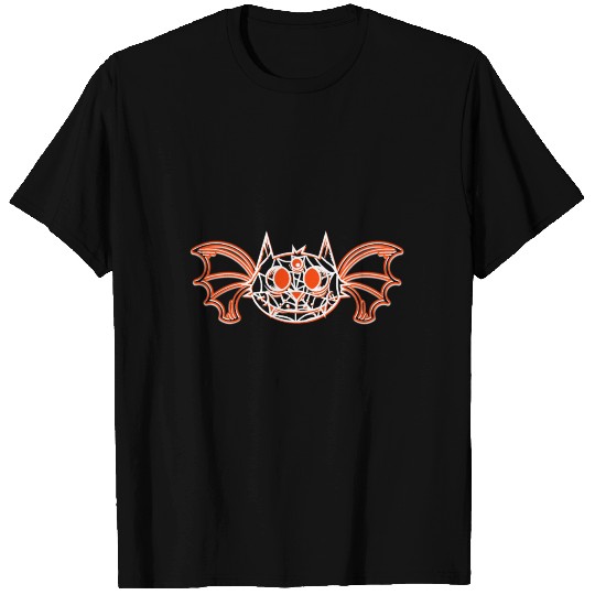Halloween Cat With Bat Wings And Spider Web Face T Shirts