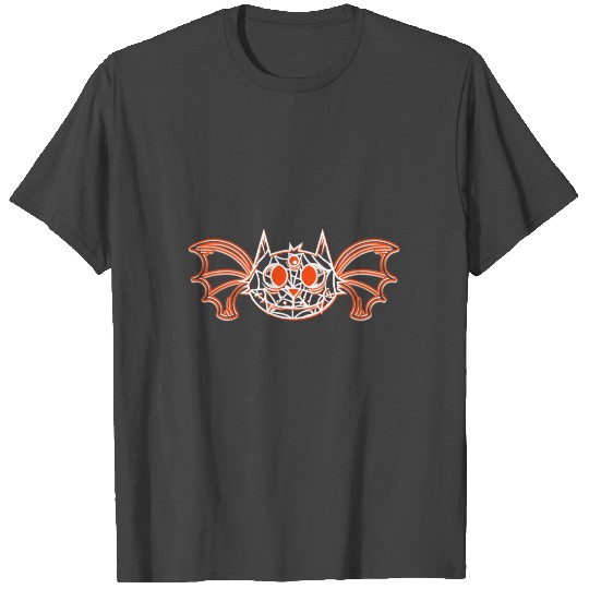 Halloween Cat With Bat Wings And Spider Web Face T Shirts