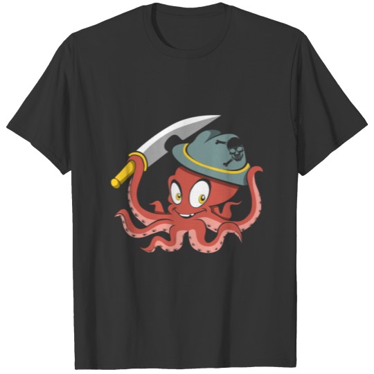 octopus children gift boys pirate T-shirt