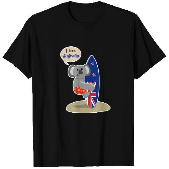 Australia Koala Bear Surfing Travel T Shirts