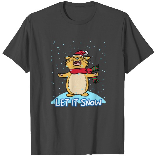 LET IT SNOW CAT SINGING IN THE SNOW T Shirts