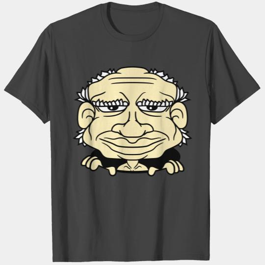 hole floor hiding big head old man face funny cart T Shirts