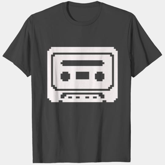 Pixelated Cassette Tape in White color. T Shirts