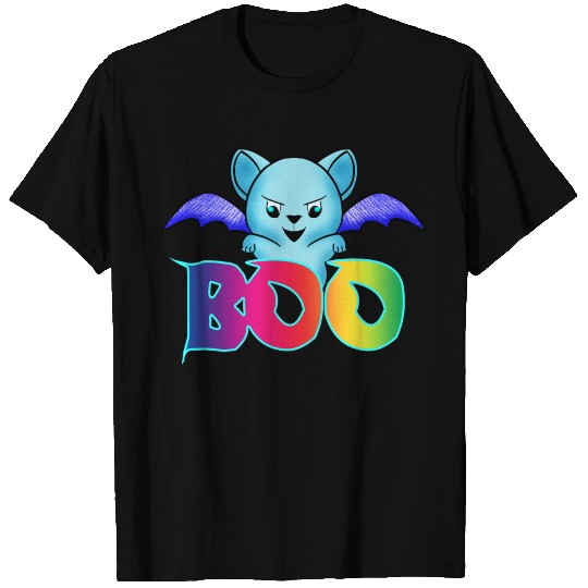 Boo. Crazy funny cat with bat wings. Halloween. T Shirts