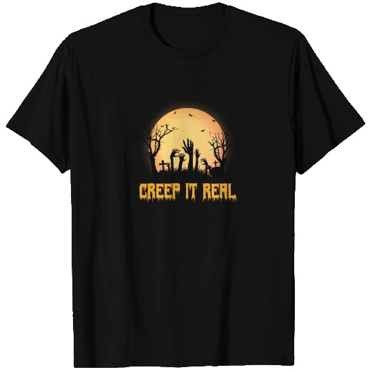 Halloween Creep it Real Scary Hands on Graveyard T Shirts