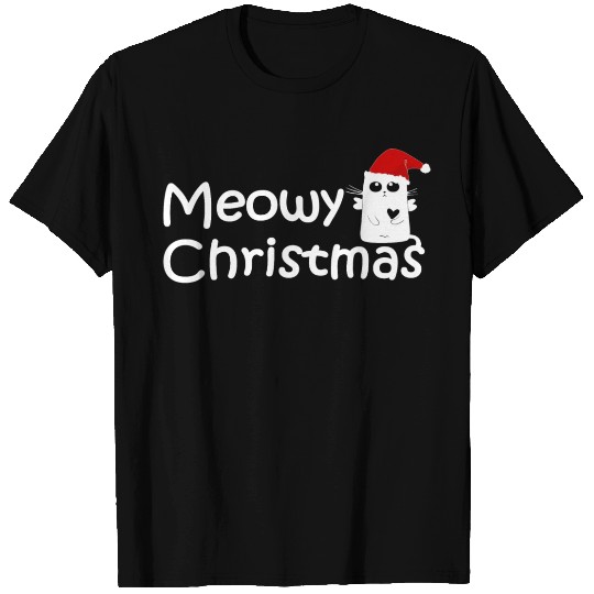 Meow Christmas Santa hat Kitten T Shirts