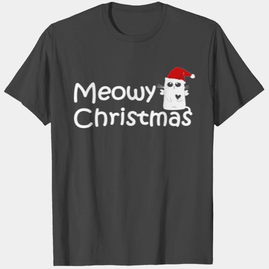 Meow Christmas Santa hat Kitten T Shirts