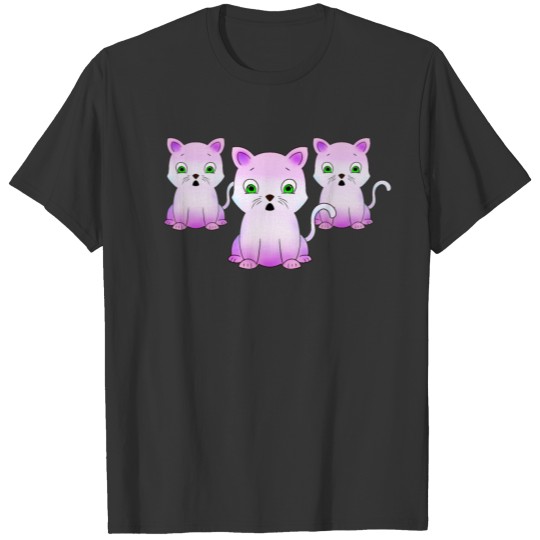 Three shocked surprised bewildered kittens cats. T Shirts