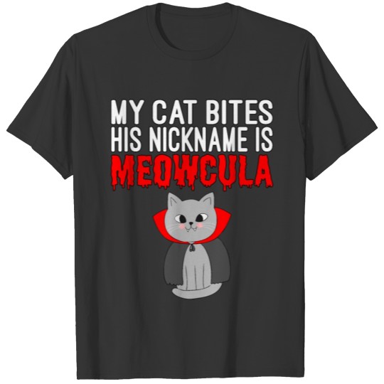 Cute Vampire Cat Halloween Saying T-shirt
