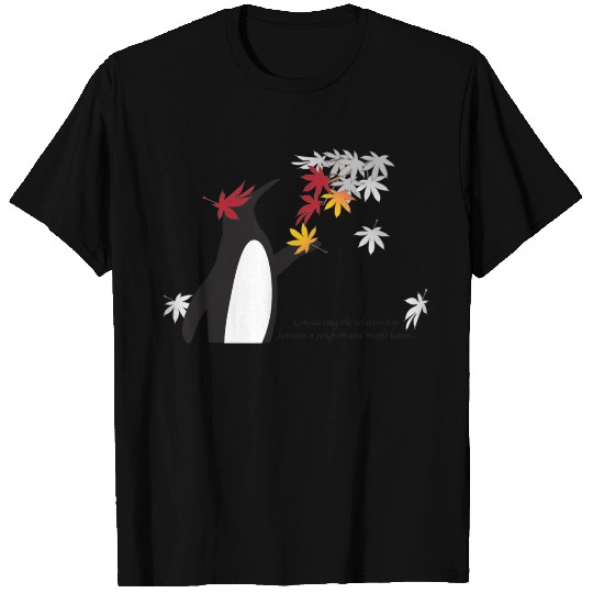Whimsical Autumn Maple Leaves and Penguin T Shirts