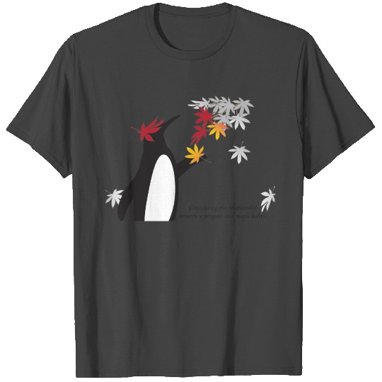Whimsical Autumn Maple Leaves and Penguin T Shirts