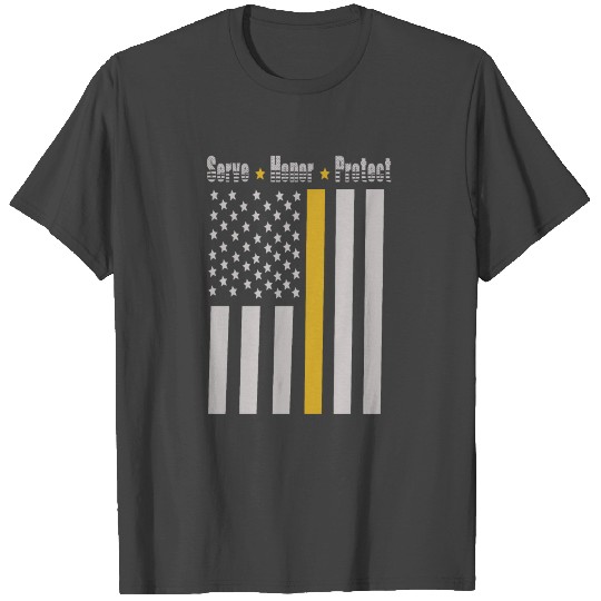 911 Dispatcher Gift - Thin Gold Line Flag - Serve T Shirts