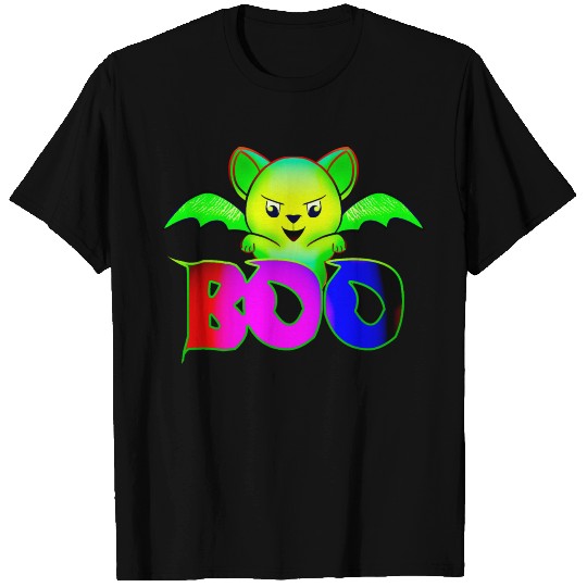 Boo. Funny cat with bat wings. Halloween. T Shirts