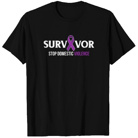 Stop Domestic Violence Survivor Purple Ribbon gift T Shirts