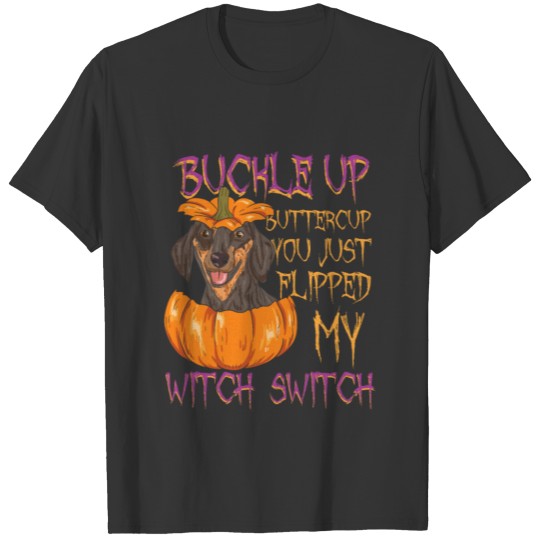 Cute Galaxy Dachshund in a Pumpkin Happy Halloween T Shirts