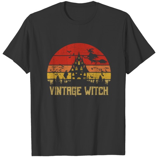 Vintage Witch Retro Sunset Haunted House T Shirts
