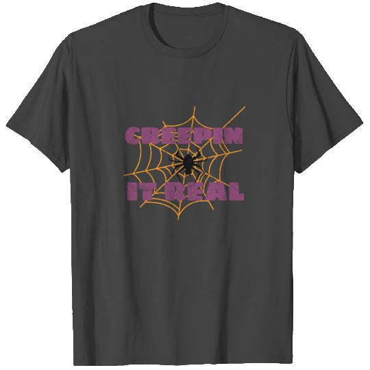 Creepin It Real Funny Spider Halloween Vintage T Shirts