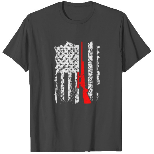 Awesome Deer Hunting Flag Riffle Horn T Shirts