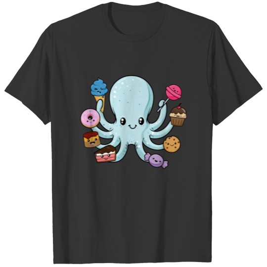 Kids Octopus Candy gift Kawaii Sweets Ice cream T-shirt