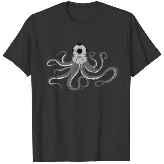 Retro Scuba Diver Octopus Kraken Squid Ward T-shirt