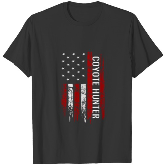 Coyote Hunting American USA Flag Predator Hunter T-shirt