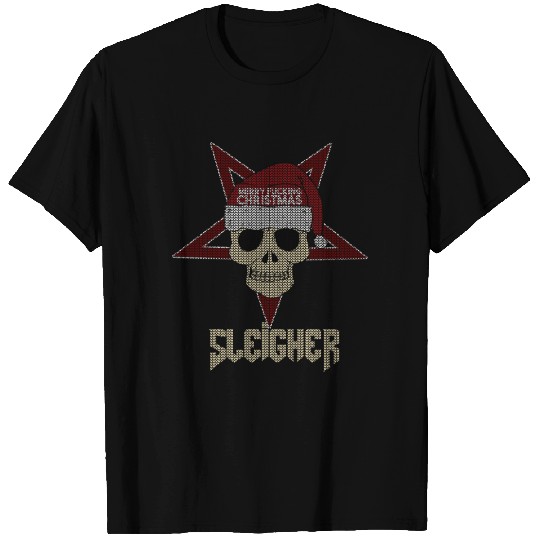 Sleigher Christmas Skull Fun Funny T Shirts