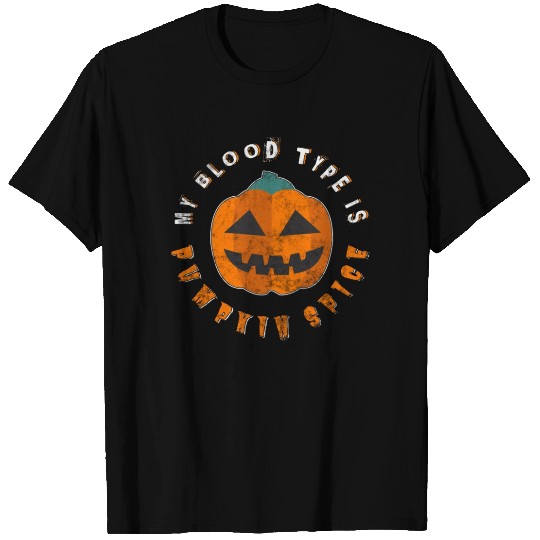 Halloween, Pumpkin Spice, Blood Type,Spooky Horror T Shirts