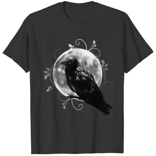 Black Raven with Moon Halloween Gift T Shirts