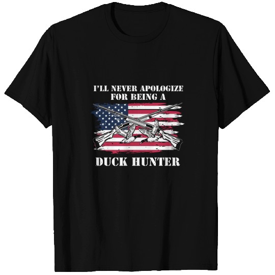 Duck Hunter American USA Flag Birds Hunting T Shirts