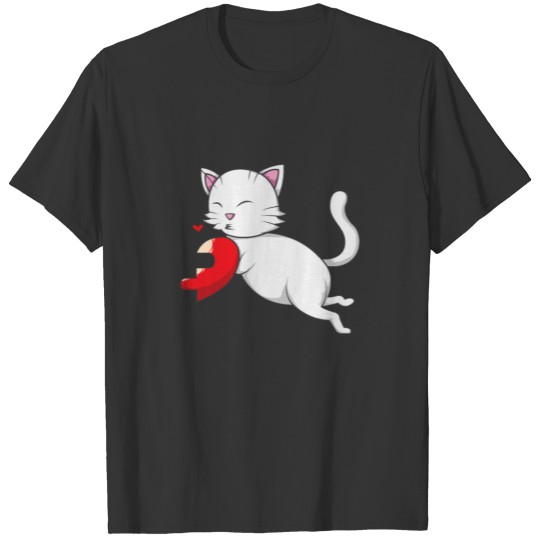 white cat with half heart Partnerlook T-shirt