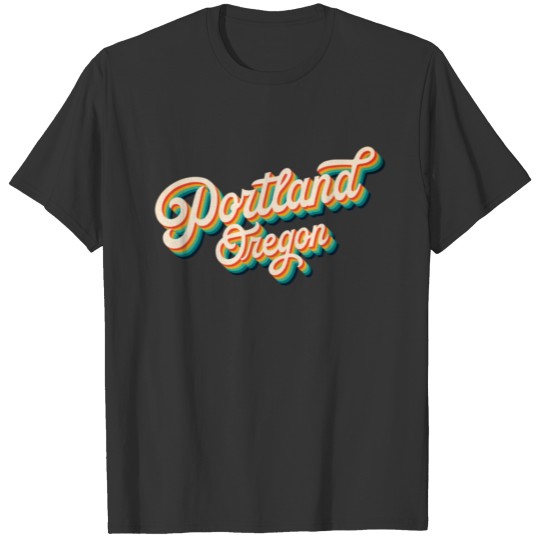 Script Portland Oregon Retro 70s 80s Vintage T Shirts