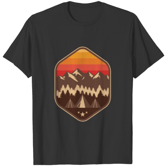 Mountain Peak Forest Tent Hill Climbing Wildlife T-shirt
