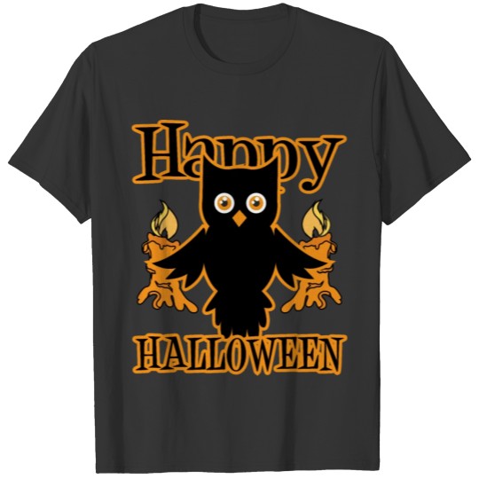 Happy Halloween - Creepy Owl with Candles T Shirts