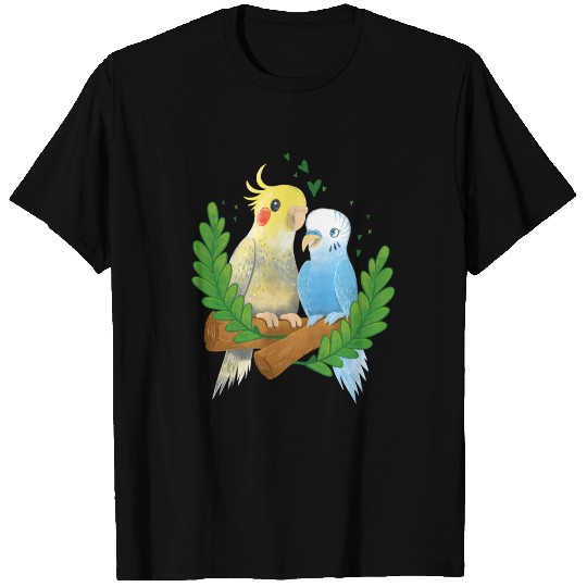 Love Birds hand painted cockatiel and budgie T Shirts