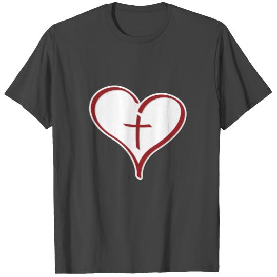 Heart And Crucifix - Hope Faith Design T Shirts
