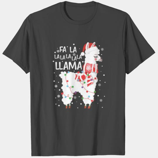 Fa La La Llama Santa T Shirts Christmas Funny Gift