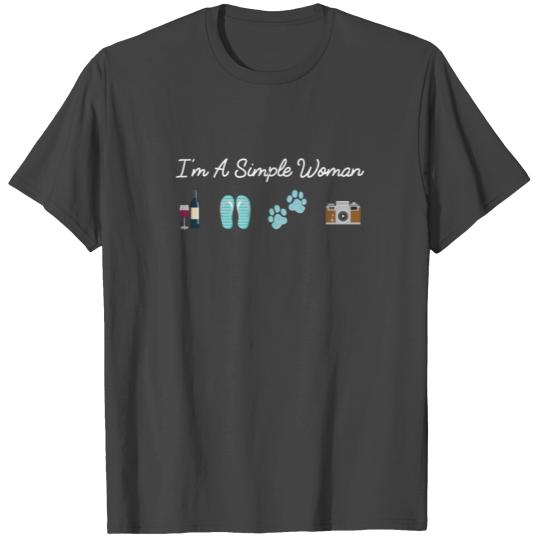 Simple Woman Wine Beach Dogs Photography Gift T Shirts