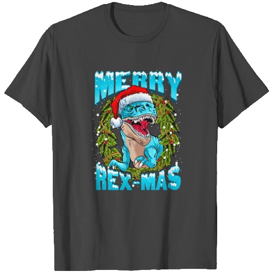 Funny Christmas Santa Claus Dinosaur Gift T Shirts