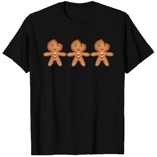 Three cute sweet Christmas gingerbread men cookies T Shirts