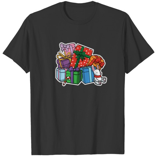 Christmas Presents Dog Candy Cane Gift Wrap Art T Shirts