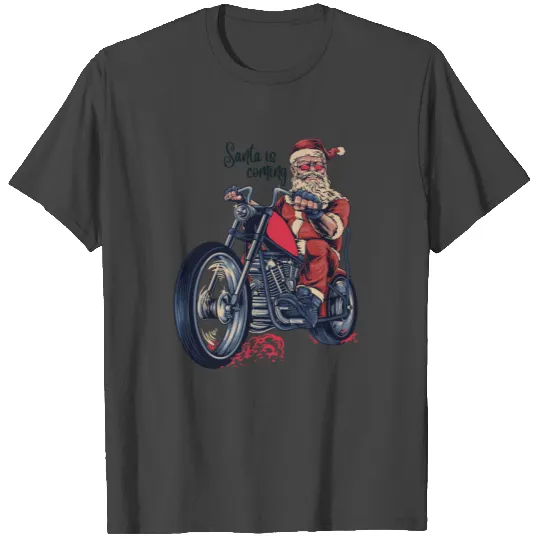 Santa Is Coming Motorbike T Shirts