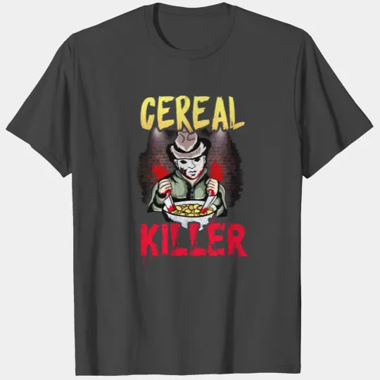 Cereal Killer Criminal with bloody knives Hallowee T Shirts