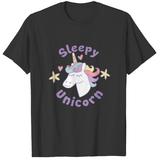 Sleepy unicorn with cute stars T Shirts