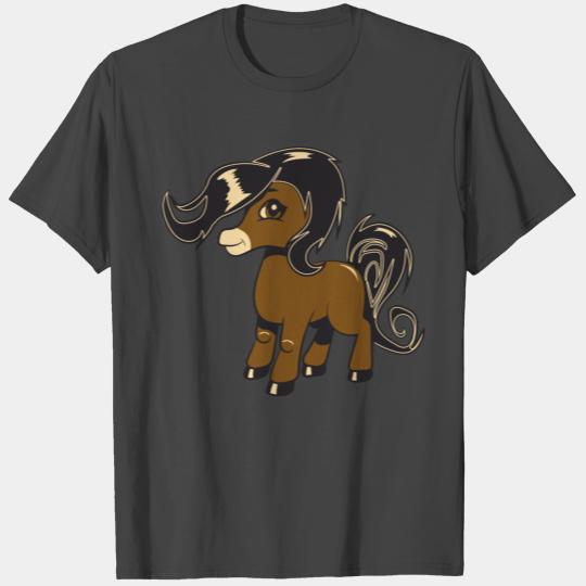 Pony horse riding fun girl cute sweet oat curly pl T Shirts